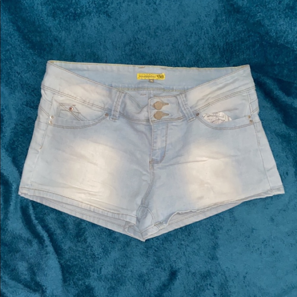 White-Wash Mid Rise Jean Shorts